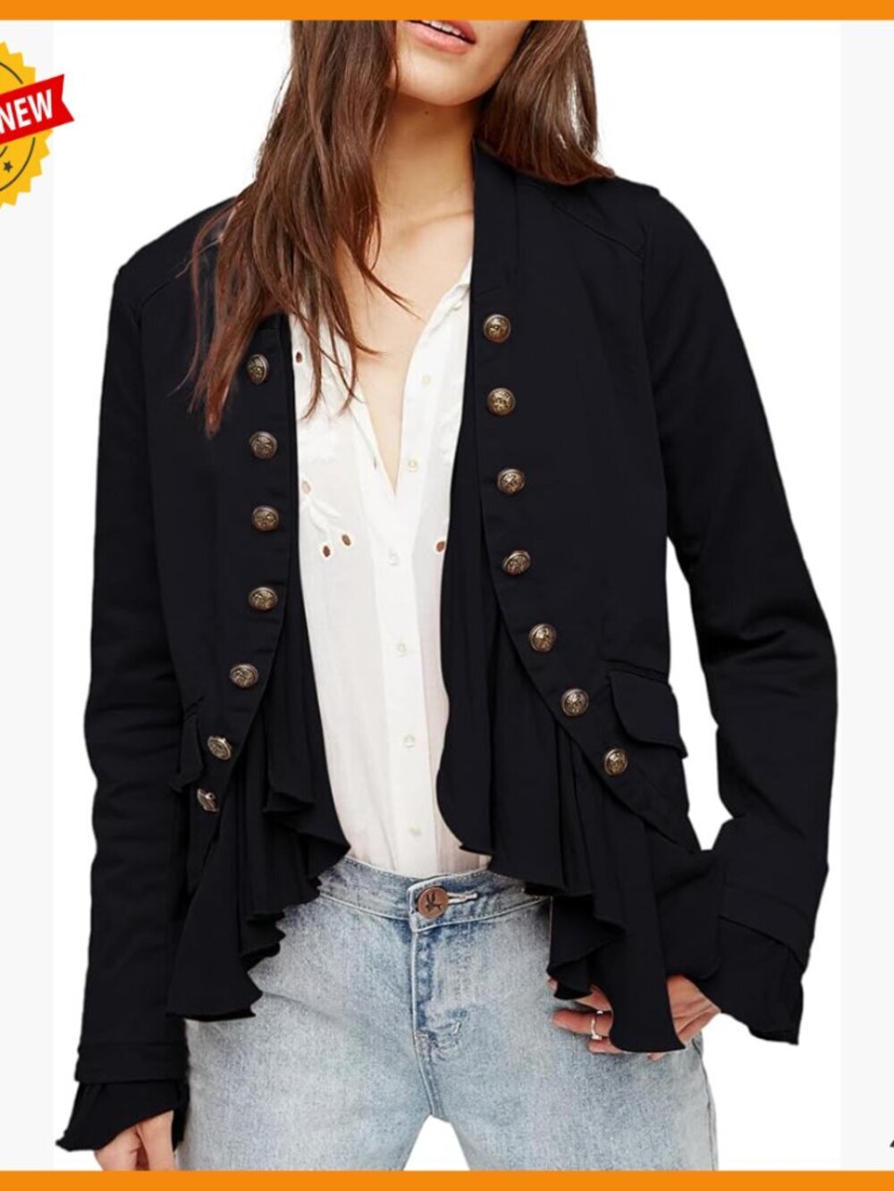 Steampunk Ruffled Blazer Jacket Medium Cotton Spandex Office Wear
